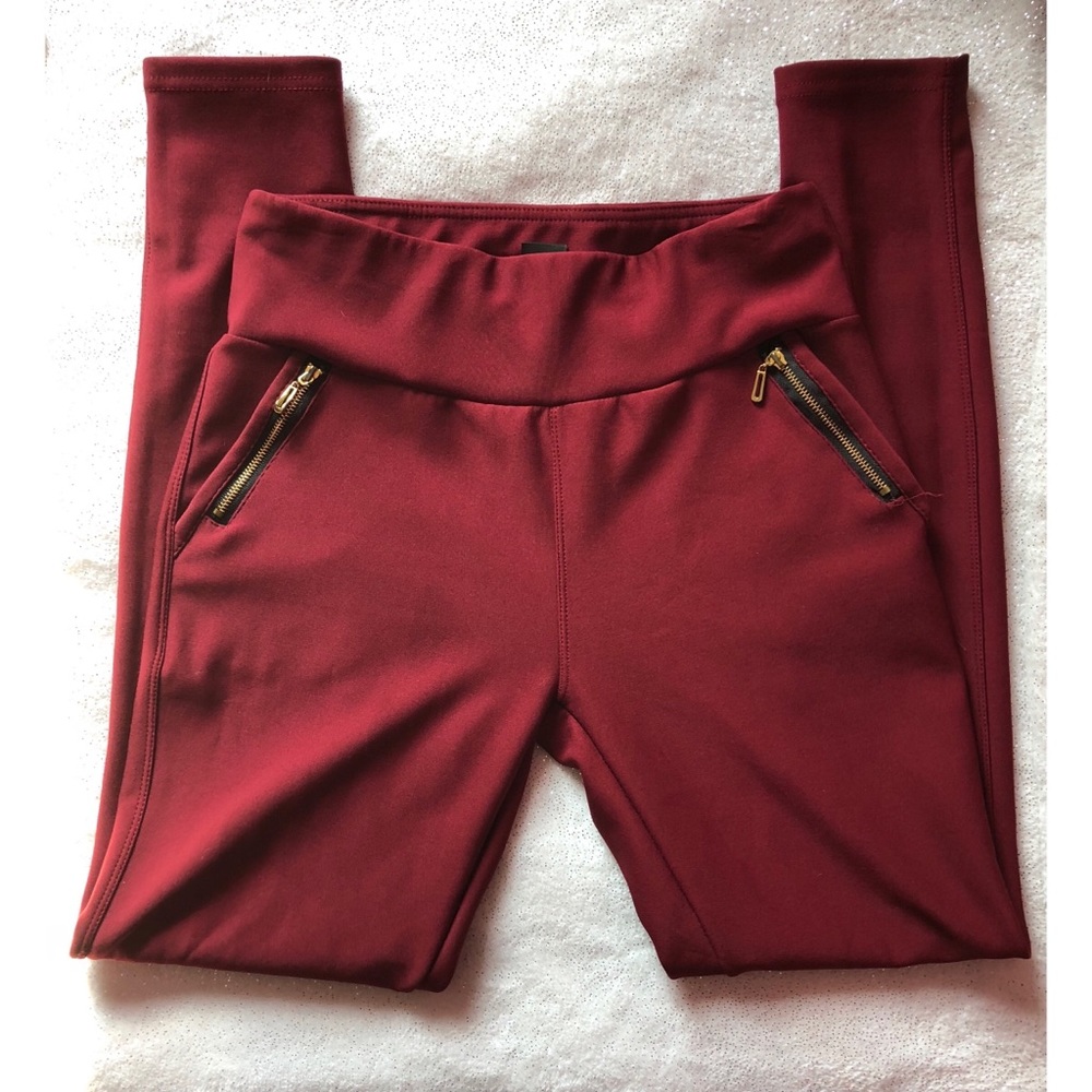 High-Waist Burgundy Leggings